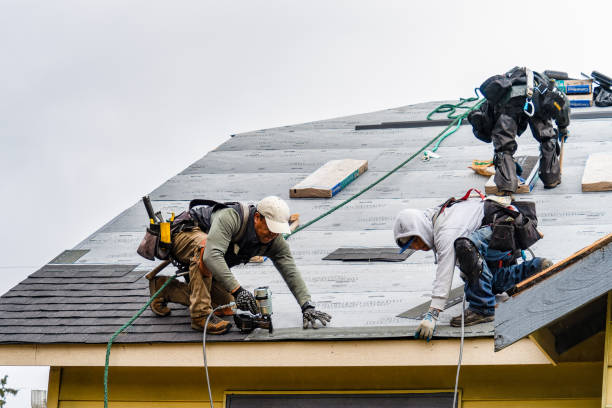 Professional Gutter Installation technician working in Montpelier, ND